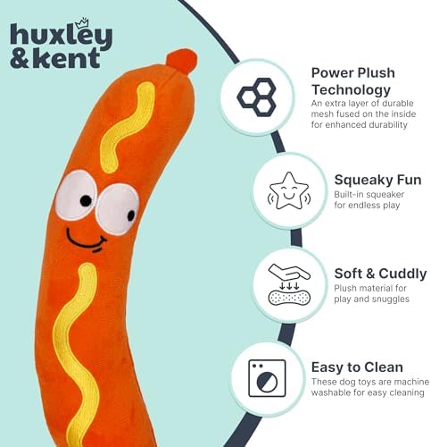 Huxley & Kent Fetchies Plush Dog Toy, Sammy Sausage, Small