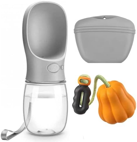 3-in-1 Dog Walking Kit - Silicone Treat Pouch, Portable Water Bottle (350ml) & Rope Tug Toy - Hands-Free Training Set