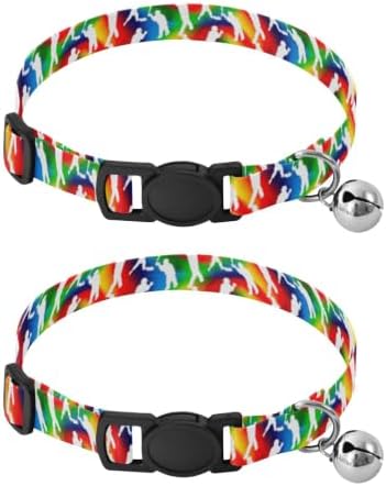 Baseball Players Poses Dog Collars for Small Dogs, 2 Pack Dog Bell Collar