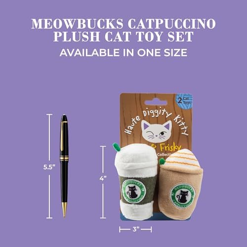 Haute Diggity Kitty Meowbucks Catpuccino Set, Soft Plush Cat Toys