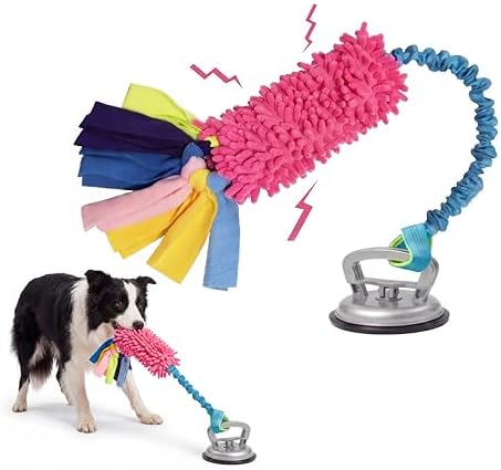 Dog Tug Toy, Self-Play Interactive Teeth Cleaning Toy for Boredom Relief, Chew Toy for Small Medium Dogs, 23.6" Rope for Aggressive Chewers (Red)