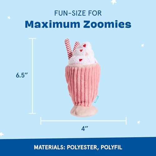 Barkbox Red Whine Milkshake Dog Toy – Squeaky Dog Toys – Plush Dog Toys – Puppy and Pet Toys for X-Small to Small Dogs
