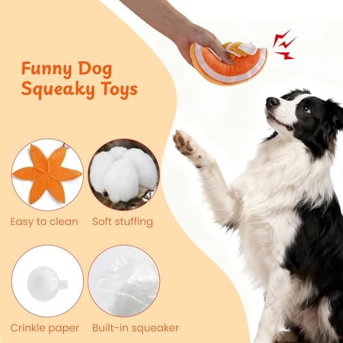 Nocciola Halloween Pumpkin Dog Toys, Hide and Seek Snuffle Plush Dog Toy for Small Dogs, Puppy Squeaky Toy with Crinkle Papers for Boredom