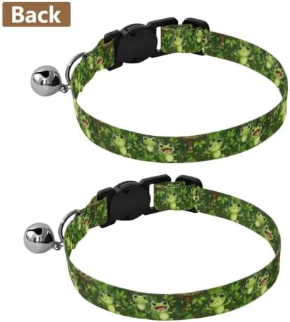 Cute Cartoon Frogs Green Comfortable Cat Collar, 2 Pack Kitten Collar with Bell