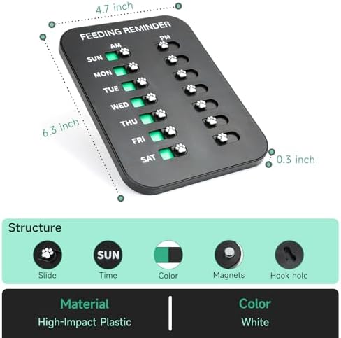 YAUYIK Dog Feeding Reminder, Magnetic Reminder Sticker, AM/PM Daily Indication Chart Feed Your Pets, Fridge Magnets and Double Sided Tape, Helps You to Track Pet Feeding & Medication (B)