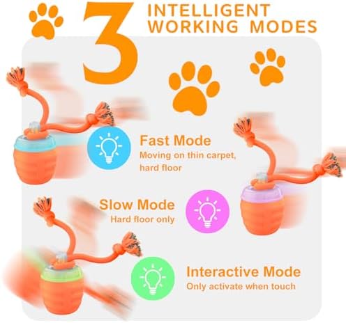 Interactive Dog Toy, [Newly Upgraded] Motion Activated Rolling Ball for Small Dogs, Automatic Moving Dogs Ball for Boredom, USB Rechargeable(Orange)