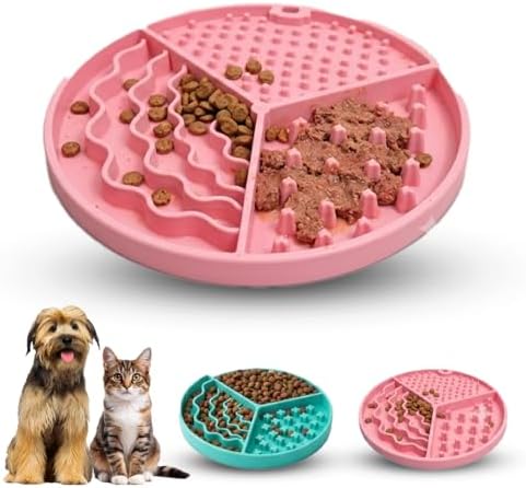 Large Size Cat & Dog Slow Feeder Puzzle Toy, Interactive Puzzle Feeder Bowl, Dog Lick Mat, Cat Food Puzzle, Pet Feeding Toy for Mental Stimulation, BPA Free Silicone, Dishwasher Safe (Pink)