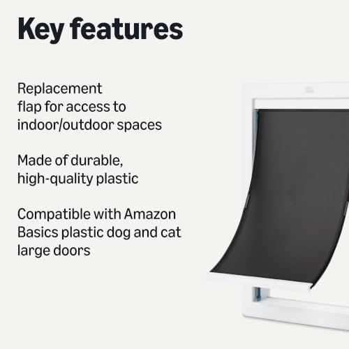Amazon Basics Dog and Cat Door Replacement Flap, Large, 16.8" x 9.4" x 0.5", White and Grey, Compatible with B0F13F4RR8, for Interior and Exterior Doors or Wall