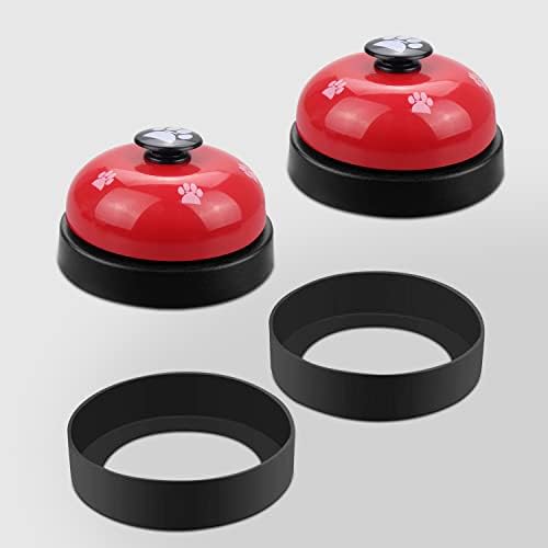 Comsmart Dog Puppy Cat Kitten Potty Training Bells, 2 Metal Dog Paw Print Bells with Non-Skid Rubber Base for Pet Interactive Game Toys Tell Bells, Service Bell for Hotel School Bar Shop Restaurant