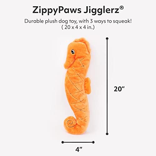 ZippyPaws Jigglerz Dog Squeaky Toy to Keep Them Busy, Pet Product- Seahorse