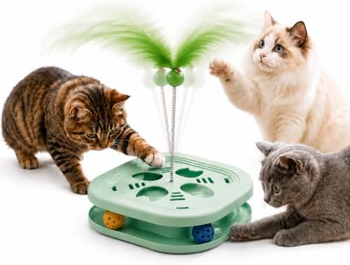 Interactive Cat Toys for Indoor Cats, 2-in-1 (Green)