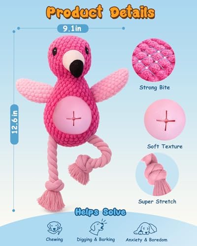 Swooflia Tug of War Dog Toy - Enrichment Interactive Squeaky Rope Toys to Keep Them Busy, Plush Cute Teething Clean for Small Dogs Crinkle Puppy Chew Toy for Treat and Playing