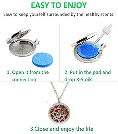 Aromatherapy Essential Oil Diffuser Stainless Steel 30MM Silver Magnetic Locket Pendant with Chain Necklace and Colored Refill Pads & Diffuser Bracelet All in a Velvet Bag (Christmas Bells in a Star)