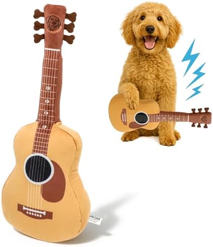 PUPROAR Guitar Dog Toy, Funny Plush Squeaky Puppy Gift, A Birthday Dog Toy & Unique Present for Small, Medium & Large Breeds