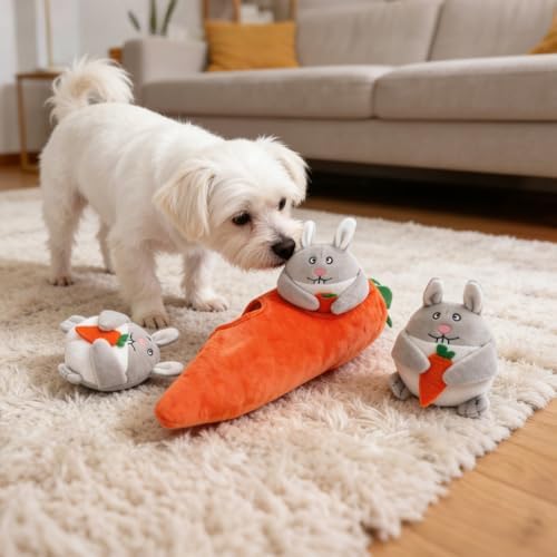 IFOYO Hide and Seek Dog Puzzle Toys, Plush Interactive Puppy Toys for Small, Medium Dogs, Easter Puppy Essentials