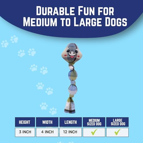 Happy Tails 12" Pig Tug Dog Toy for Medium to Large Dogs - Interactive Squeaky Toy with Reinforced Stitching, Safe and Durable Polyester Material, Ideal for Chewing, Tugging, and Playtime Fun