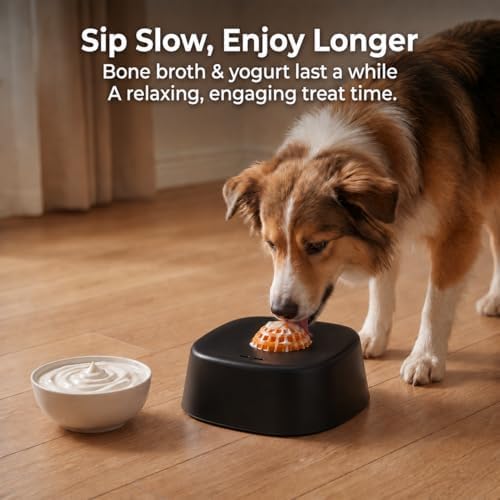 Dog Lick Bowl with Rolling Ball for Soft Treats, Interactive Slow Feeder