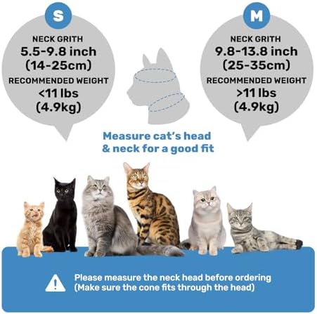 Cat Recovery Collar, Soft Adjustable Cat Cone Alternative, Lightweight Waterproof Fasteners Collars for Cats Kittens Puppies, After Surgery Stop Licking, Post-Surgery or Skin Protection