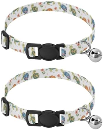 Cute Turtles Cat Collar 2 Pack Soft Cat Collar Adjustable 10.6 to 17.1 Inches