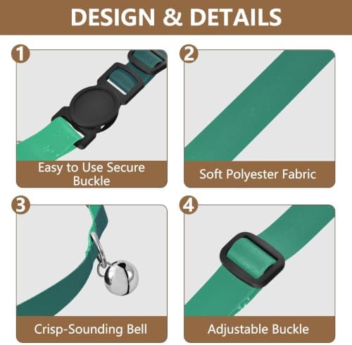 Green Gradient Adjustable Pet Collar, 2 Pack Puppy Collar with Bell