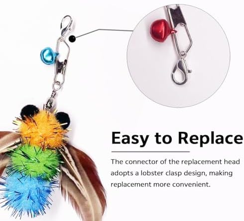 Cat Feather Toys,6 Pcs Coloful Artificial Insects Bees Refills,Cat Wand Attachment Toys for Kitten Cats Wand(6Pcs Bees