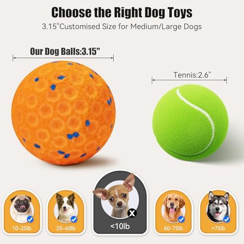 Interactive Dog Toys, Chew-Proof Dog Ball for Aggressive Chewers