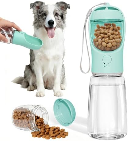 Portable Dog Water Bottle with Food Container, Drinking Bottle for Travel