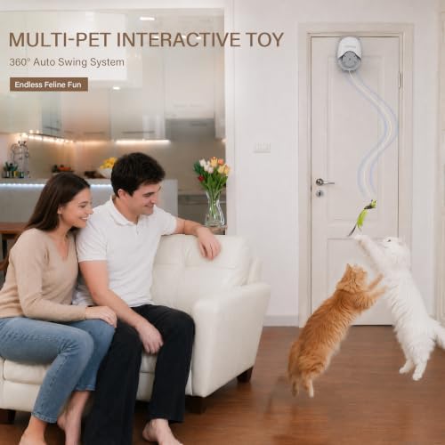 Interactive Cat Toys for Indoor Cats, Automatic Wand Cat Toy with 2 Smart Motion Modes, USB Rechargeable Electric Teaser with Clip, Self Play Enrichment Toy for cat (Candies&Seahorse)