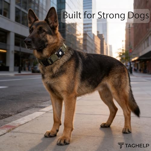 2026 New and Improved AirTag Dog Collar, Military Tactical Dog Collar with Integrated AirTag Holder-Adjustable Control Handle, Durable Metal Buckle,Comfortable GPS Dog Collars (Green, XL)