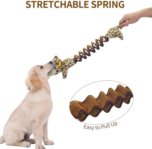 Plush Dog Toys - Squeaky Interactive Dog Toy for Large Breed with Elastic - Enriching Pet Enrichment and Puppy Toy- Tug of War Pet Toys (Leopard)…
