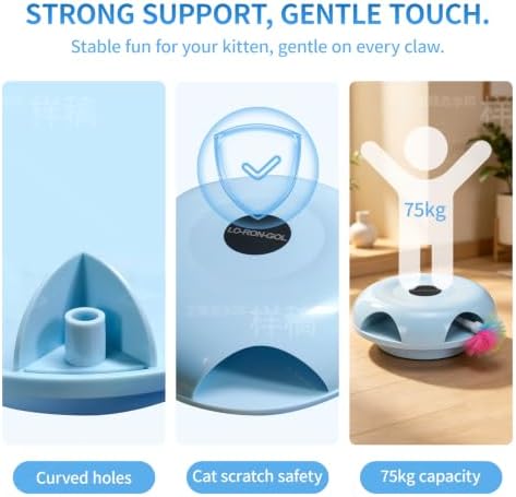 Interactive Whack-a-Mole Cat Toy — Automatic Mushroom Feather Pop-Up Play Toy for Cats, Cognitive Stimulation & Exercise, Durable Pet Entertaining Game (Blue)