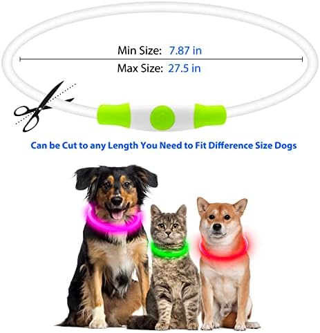 Flashseen LED Dog Collar, USB Rechargeable Glow Lighted up Collar, Green