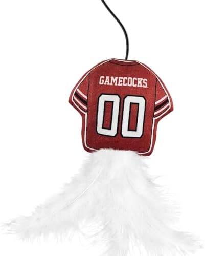 Pets First NCAA South Carolina Gamecocks Team Jersey Wand with CAT NIP, Cat Toy Jersey Shaped Plush Teaser Toy for Cats & Kittens - Interactive Pet Toy for Play & Exercise