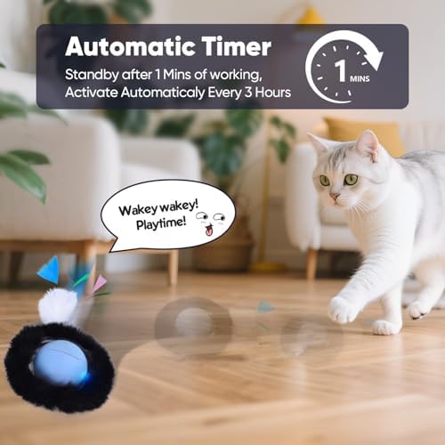 ORSDA Cat Toys for Indoor Cats, Interactive Activated Moving Ballt, Automatic Fast Rolling Ball for Adult Cats, Exercise Kicker Mouse Catching Game