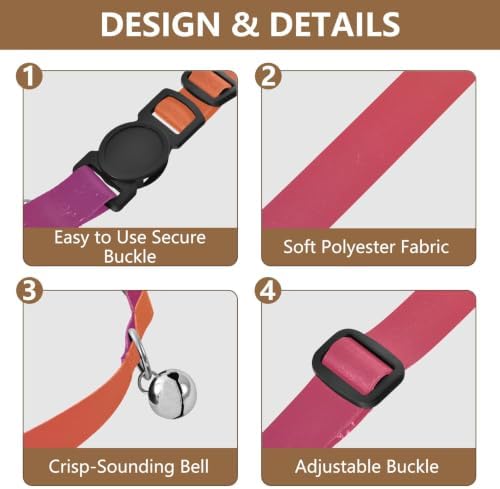 Purple Orange Gradient Dog Bell Collar 2 Pack Puppy Collar Adjustable Length 10.6" to 17.1"