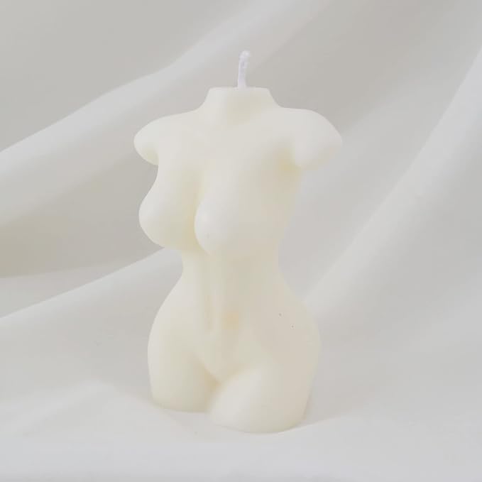 2-Pack Handmade Soy Wax Aromatherapy Candle - White Cube & Female Body Shaped, Scented Decorative Candle for Bedroom, Bathroom & Wedding