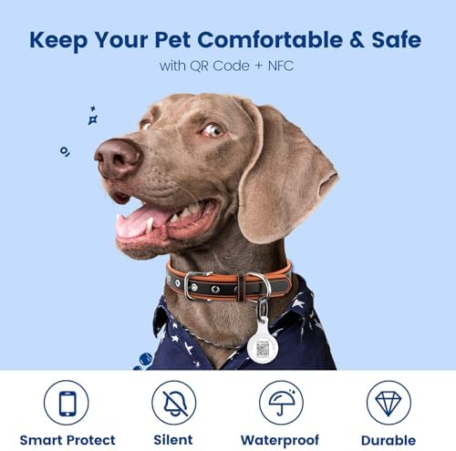 Dog ID Tag with QR Code & NFC, Silent Silicone Dog Name Tags Personalized for Pets- Scan QR for Instant Location Alert, Emergency Contact and Modifiable Pet Profile (White)