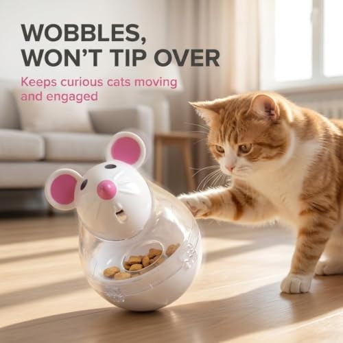Interactive Cat Toy, Mouse Shape Treat Dispenser, Food Storage Holder for Indoor Cats and Kittens, Cat Mice and Animals Toys for Pet Increases IQ Interactive & Food Dispensing