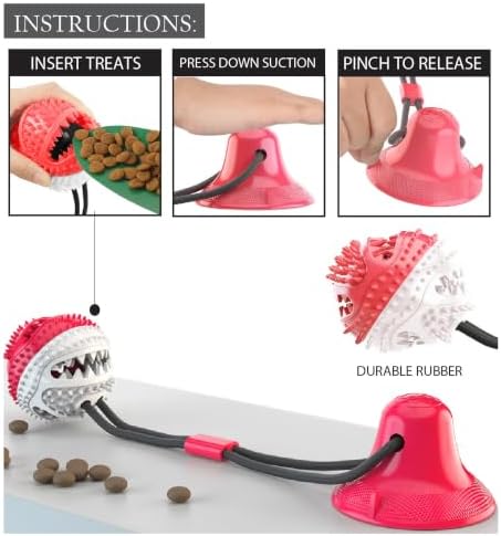 Pet Life ® 'Grip N' Play' Glass or Surface Suction Gripping Rope and Treat Dispensing Dental Ball Interactive Dog Toy