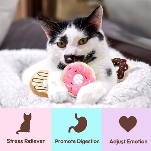 CiyvoLyeen Plush Donut Catnip Toys for Indoor Cats 6 Pack