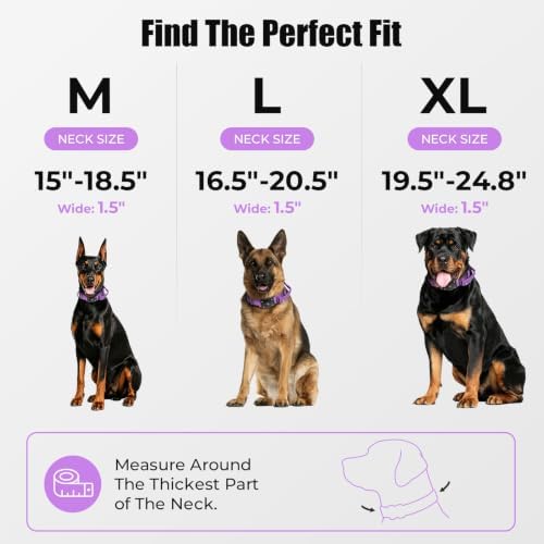 Tactical AirTag Dog Collar with Holder for Medium Large Dogs, Purple, XL