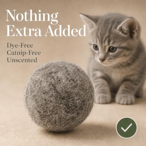 Wool Cat Toys, Felt Toy Balls, Gray, 6PCS