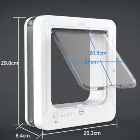 Smart Pet Door - 4-Way Access Control, Ultra Quiet Flap, Weather Resistant for Indoor/Outdoor Use on Doors/Walls, for Cats and Small Dogs