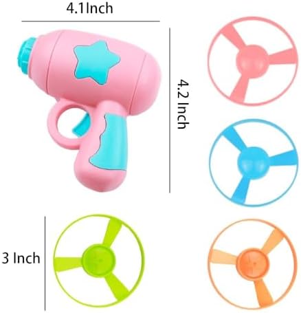17 Pcs Cat Fetch Toy with Colorful Flying Propellers Set, Additional Flying Discs for Outdoor & Indoor Pet Chasing Training Hunting, Interactive Cat Propeller Toy (Star Pink + Blue)
