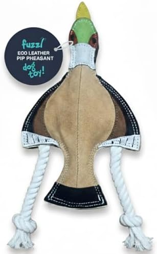 Fuzzl Eco Leather Pip Pheasant Toy Natural and Tough Dog Toys - Long Lasting Chew Toys for Aggressive Chewers - Strong Dog Toy for Dogs and Puppy