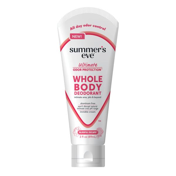 Summer’s Eve Ultimate Odor Protection Whole Body Deodorant Cream, Fresh Scent, Simply Sensitive & Blissful Escape, All Day Odor Control, Aluminum Free, 3 Ounce Each (Variety Pack of 6)