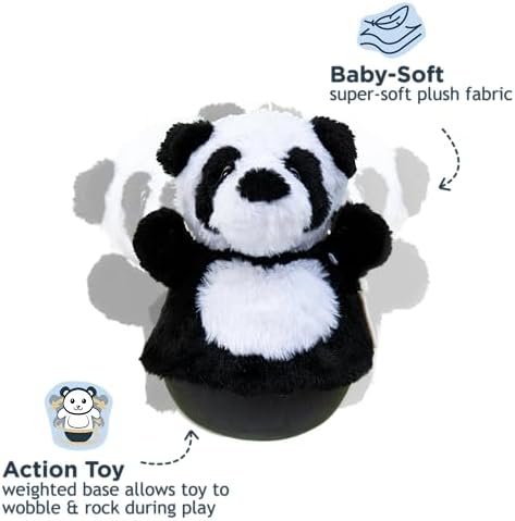 Tall Tails Interactive Wobbling Weighted Base Plush Dog Toy - Active Dog Toy that Plays Back!, Panda