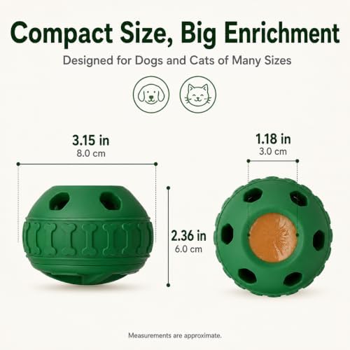 Frozen Treat Dog Toy Set with Freezer Tray, Interactive Rubber Chew Toy, Treat Ball Holder for Licking & Chewing, Dog Enrichment Toy to Keep Dogs Busy (Green)