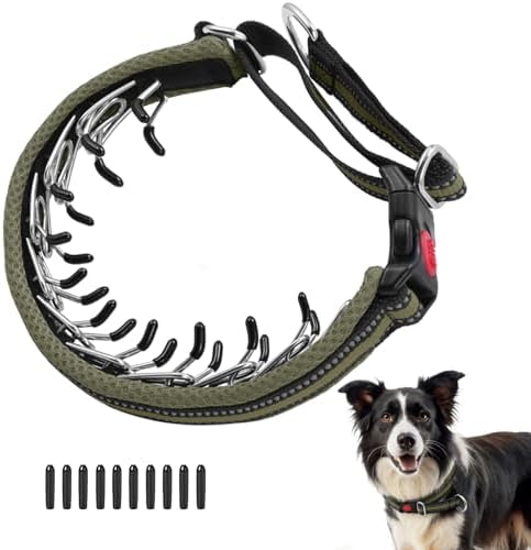 Martingale No Pull Dog Collar for Large Medium Small Dogs, Heavy Duty Nylon Adjustable Reflective Anti Pull Slip Collar with Buckle for Training Walking Hunting L Army Green