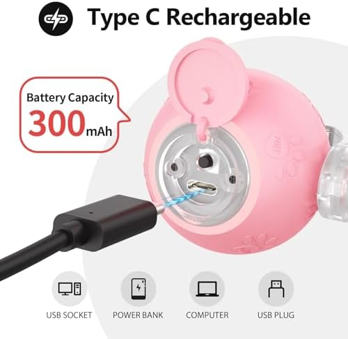 Pink Interactive Cat Toy,Automatic Moving Cat Toys for Bored Indoor Adult Cats,Fast Rolling,Chirping & Motion-Activated Kitty Toys,Fun Gift for Cats with Speedy 2.0 Tail,USB Rechargeable
